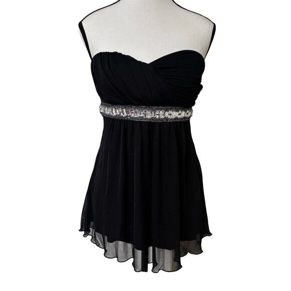 Y2K STRAPLESS RHINESTONE BELT FLOWY GLAM FAIRY BLOUSE TOP LARGE NWT. - Picture 2 of 7